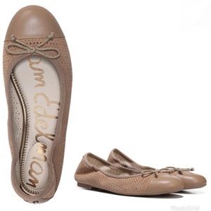 Sam Edelman Falon Cap Toe Bow Flat Leather Suede